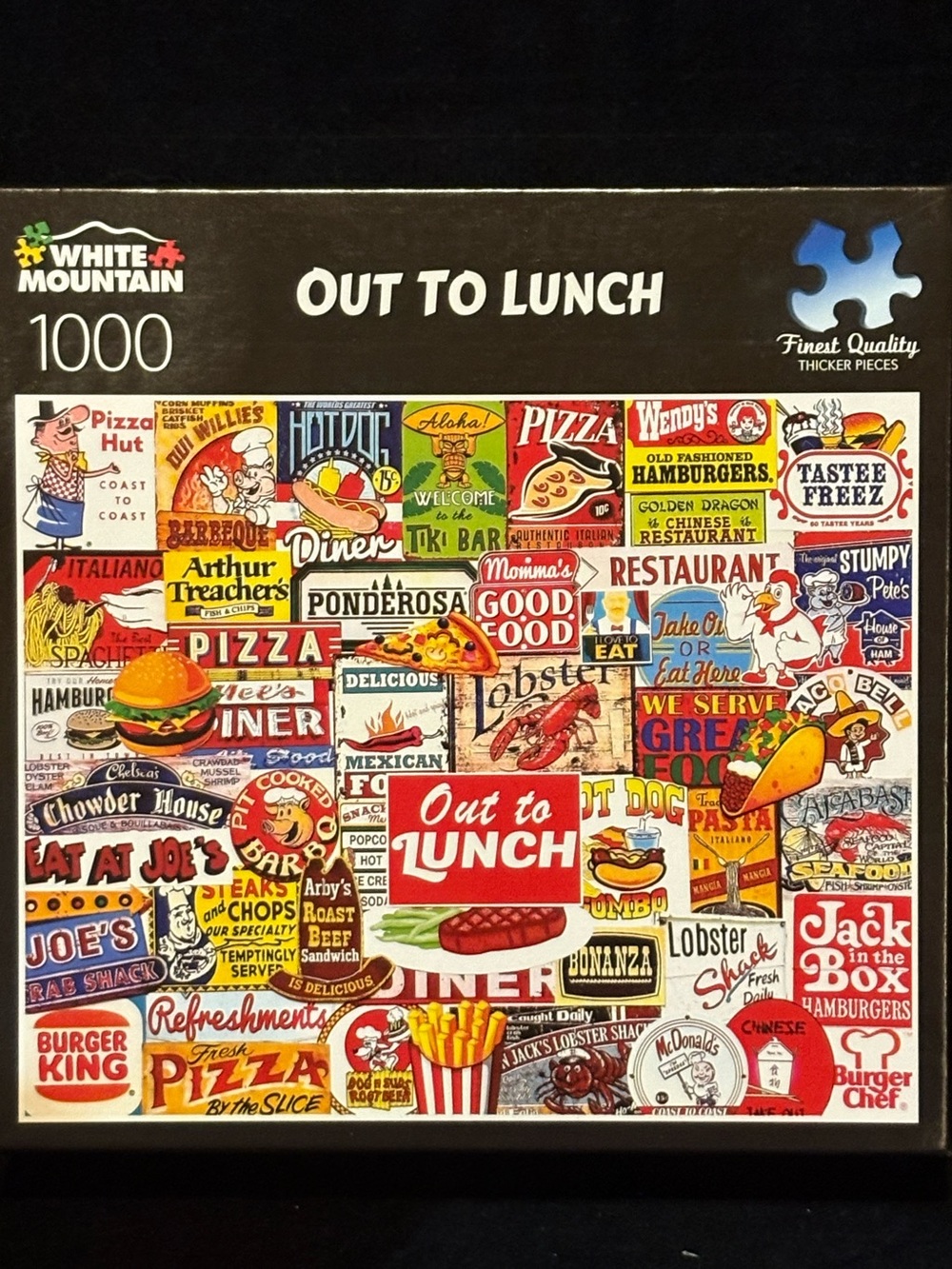 White Mountain Out to Lunch Puzzle - Bright Multicolor Retro Diner Signs